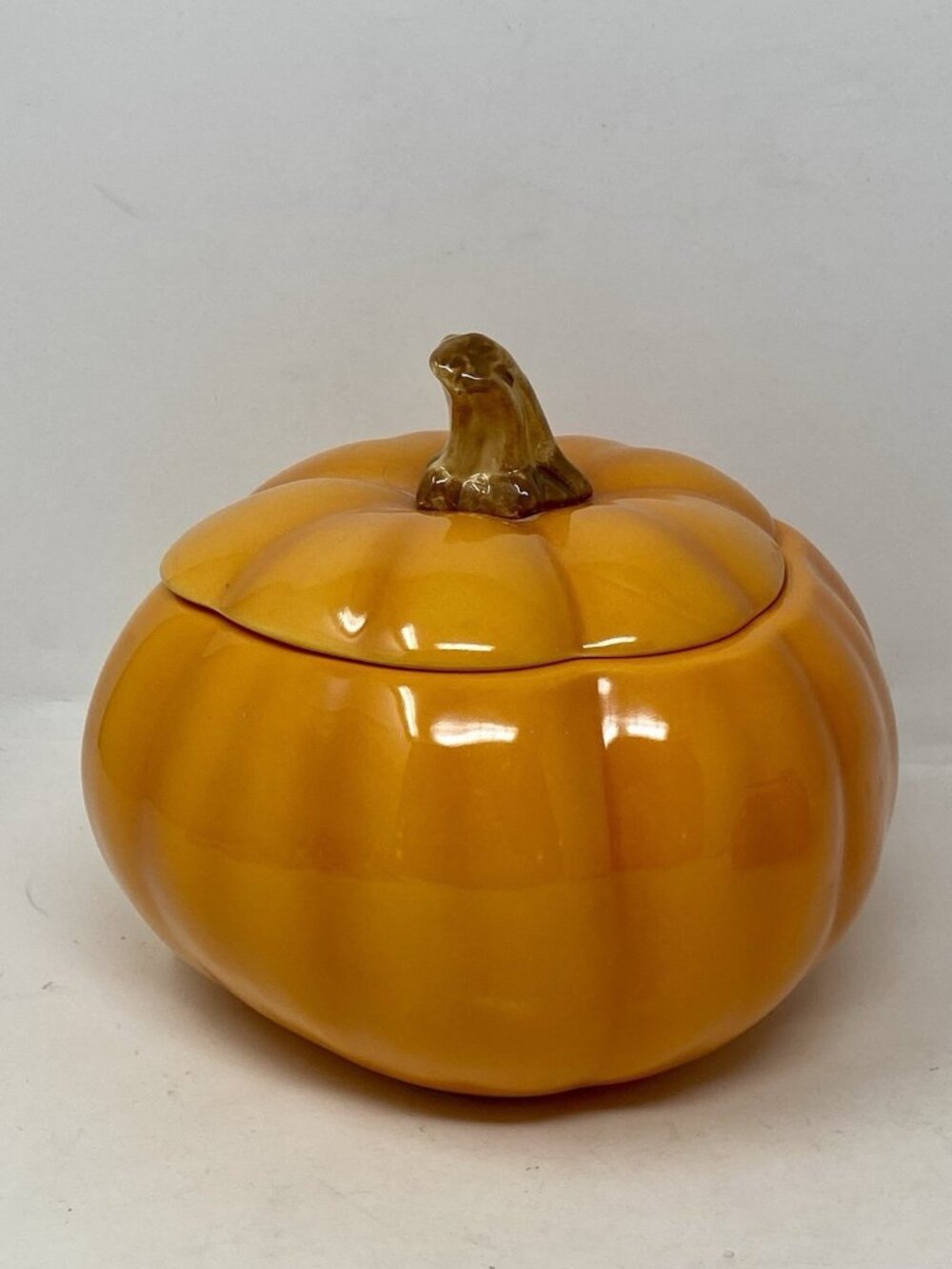 Ceramic Pumpkin Cookie Candy Jar With Lid Orange Halloween Teleflora 7” Fall